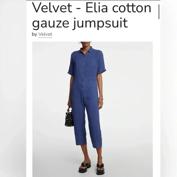 Velvet Elia cotton blue gauze jumpsuit Size XS $346 - Picture 3 of 7